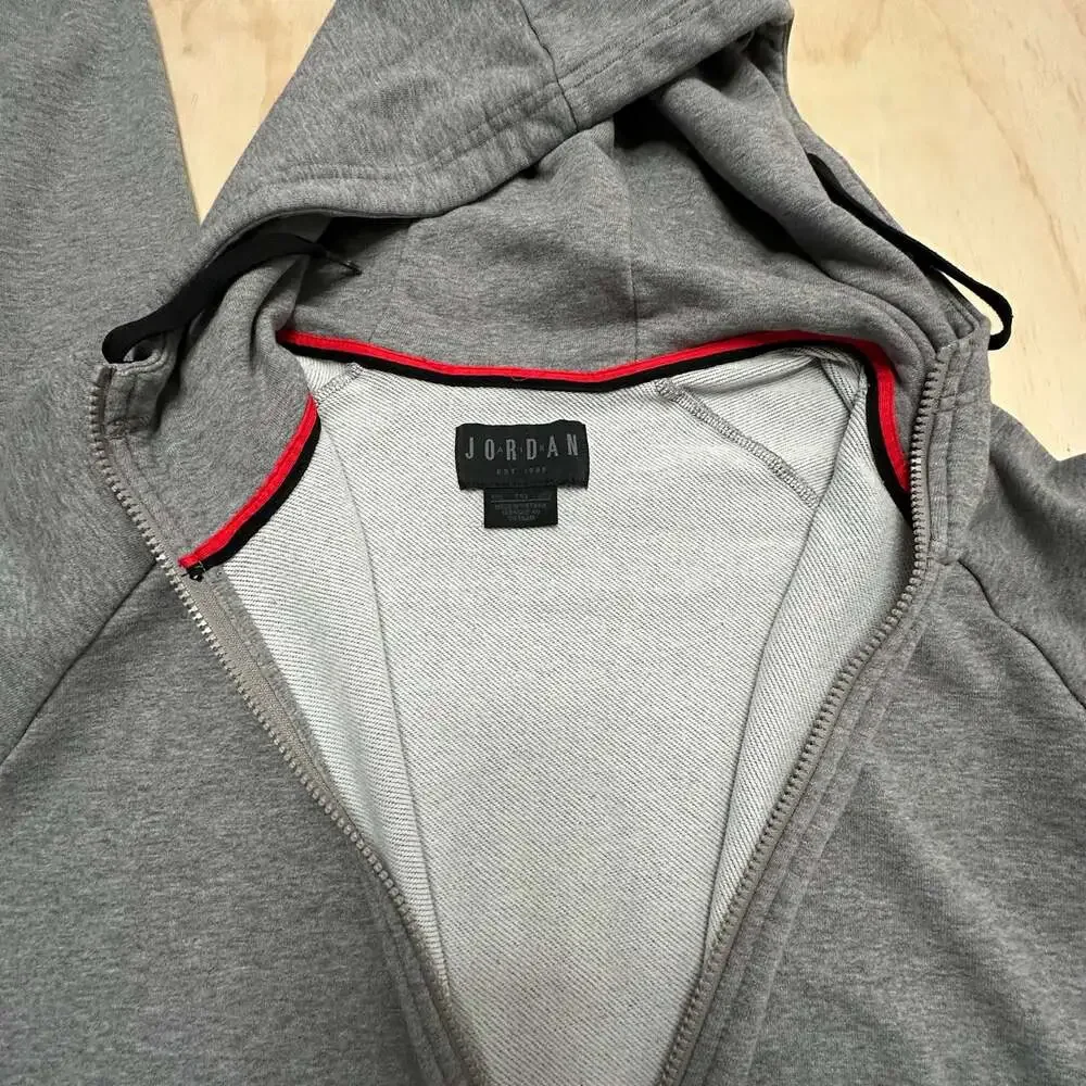 Jordan Jumpman Air Full-Zip Gray Hoodie with Sleeve Branding